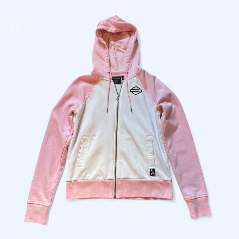 Harley Davidson Women's Pink Zip Up Hoodie - Picture 4 of 7